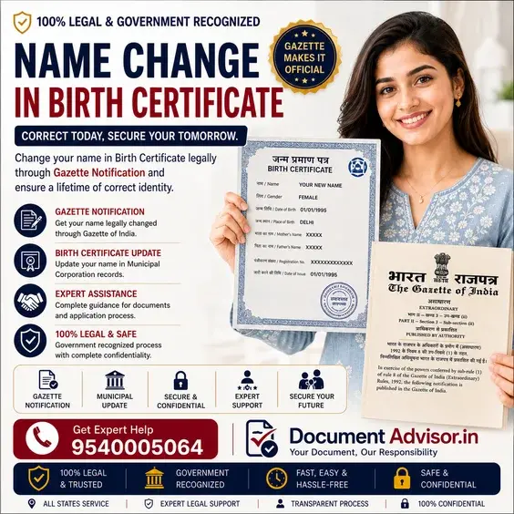 Name change in a birth certificate: the certificate taken to the Registrar of the local body with the contemporaneous documents that prove the correct particulars