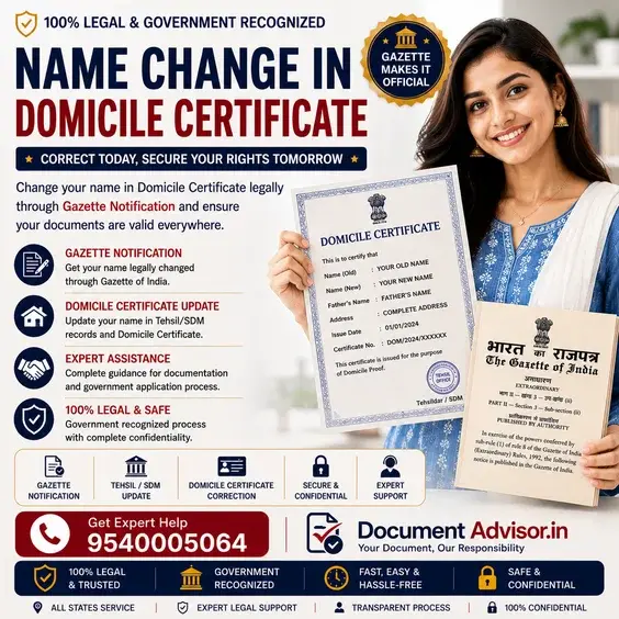 Name change in domicile certificate with the correction application and the identity documents it is verified against