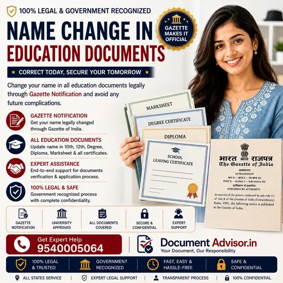Name change in education documents: the marksheet with the admission form, the previous school leaving certificate and the register page a board verifies a correction against